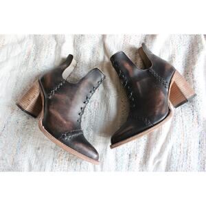 Freebird by Steven Jameson Dark Brown Cross Stitch Heel Boots Size 11